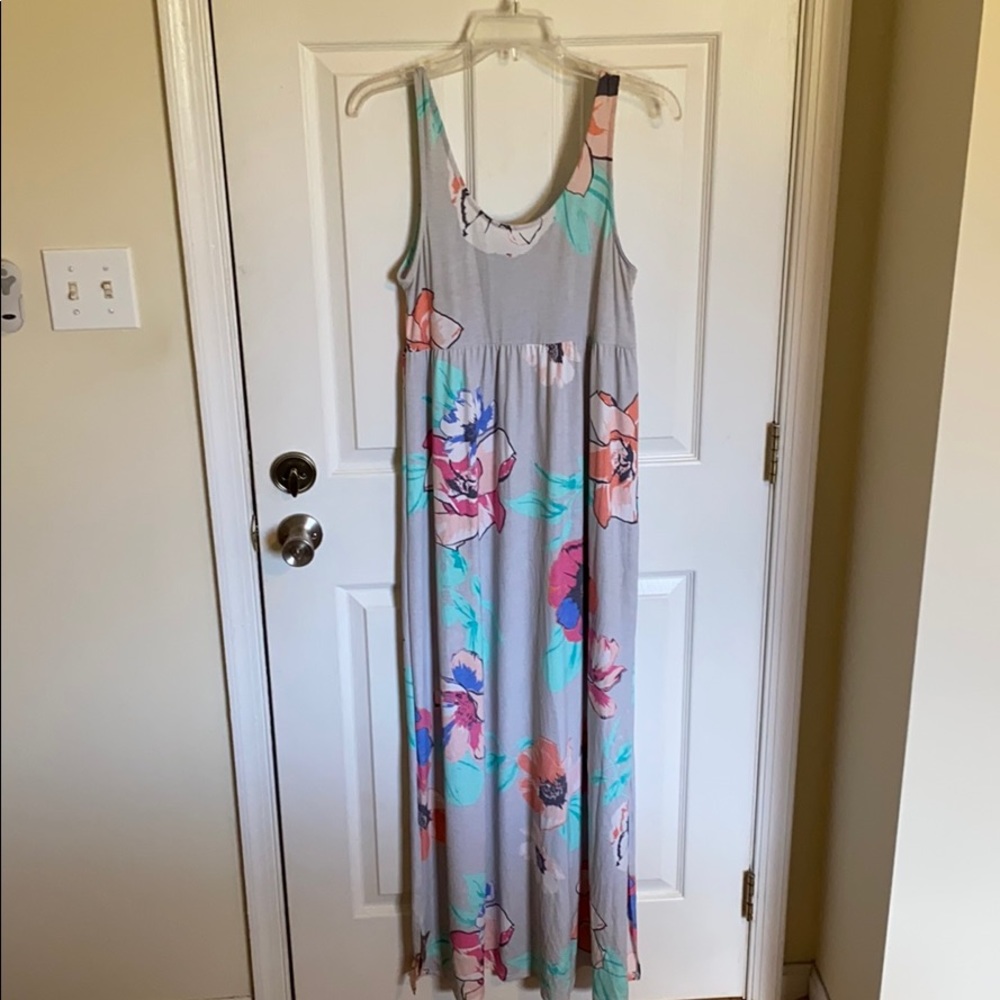 Grey Floral Maxi Dress